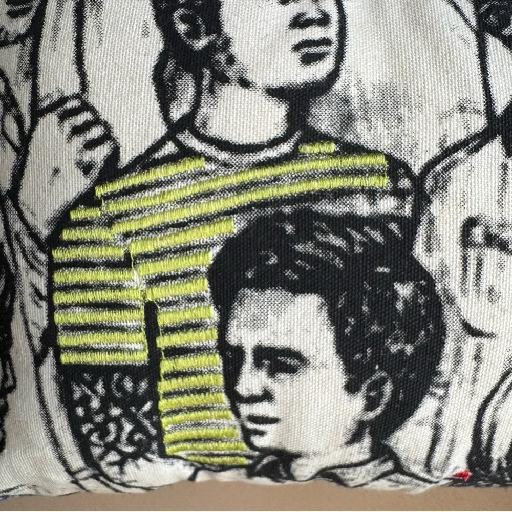 Embroidered Crowd sketch small pillow
